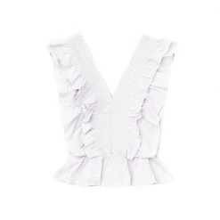 BURU White Label Tops Deep V Peplum Tank - White