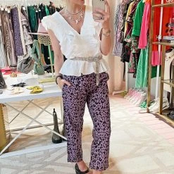 BURU White Label Tops Deep V Peplum Tank - White