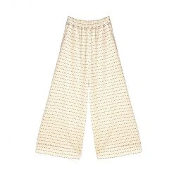 BURU Pink Label Wide Leg Cropped Trouser - Ivory Dot Knit Clothing