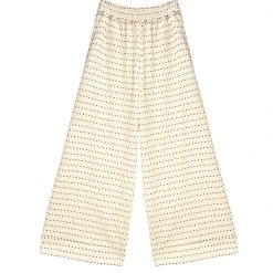 BURU Pink Label Wide Leg Cropped Trouser - Ivory Dot Knit Clothing