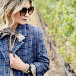 BURU Pink Label Outerwear Boxy Blazer - Blue Windowpane Flannel