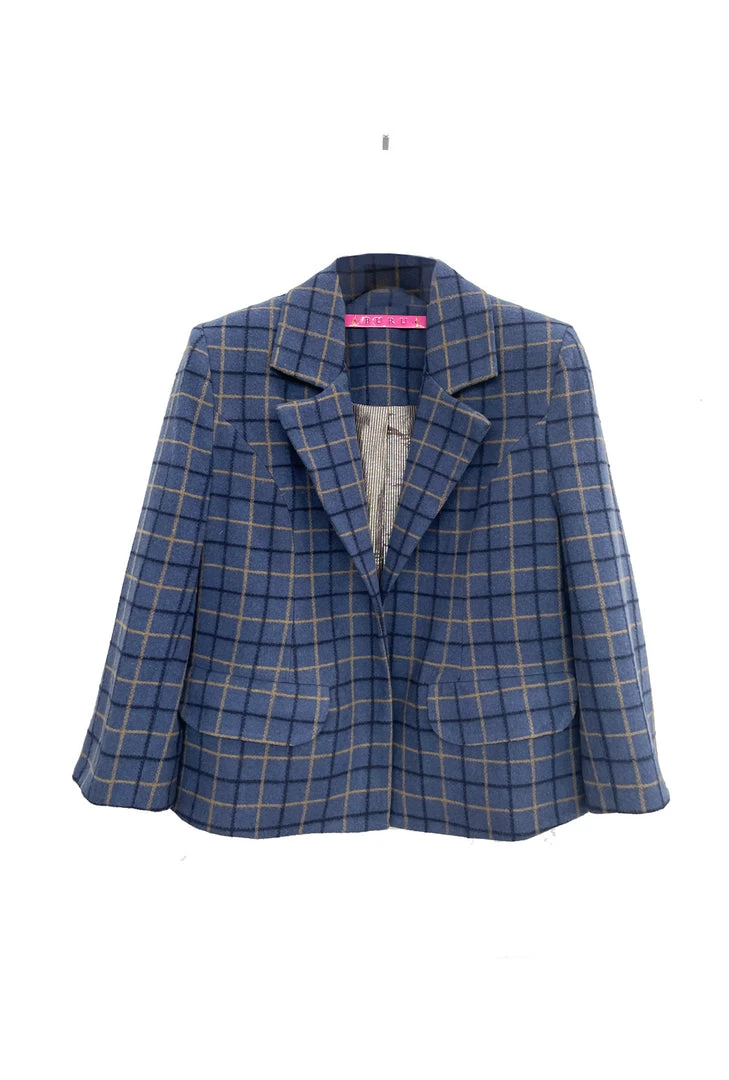 BURU Pink Label Outerwear Boxy Blazer - Blue Windowpane Flannel 3 BURU Pink Label Outerwear Boxy Blazer - Blue Windowpane Flannel