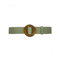 Buru Accessories Woven Vegan Leather Belt - Green