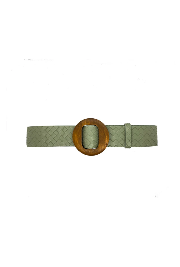 Buru Accessories Woven Vegan Leather Belt - Green 3 Buru Accessories Woven Vegan Leather Belt - Green