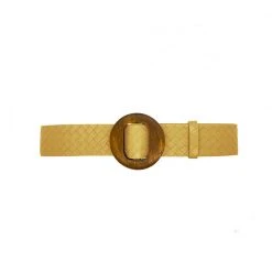 Buru Accessories Woven Vegan Leather Belt - Yellow