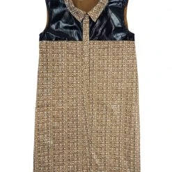 BURU White Label Zip Up Vest Dress - Tan & Black - Final Sale